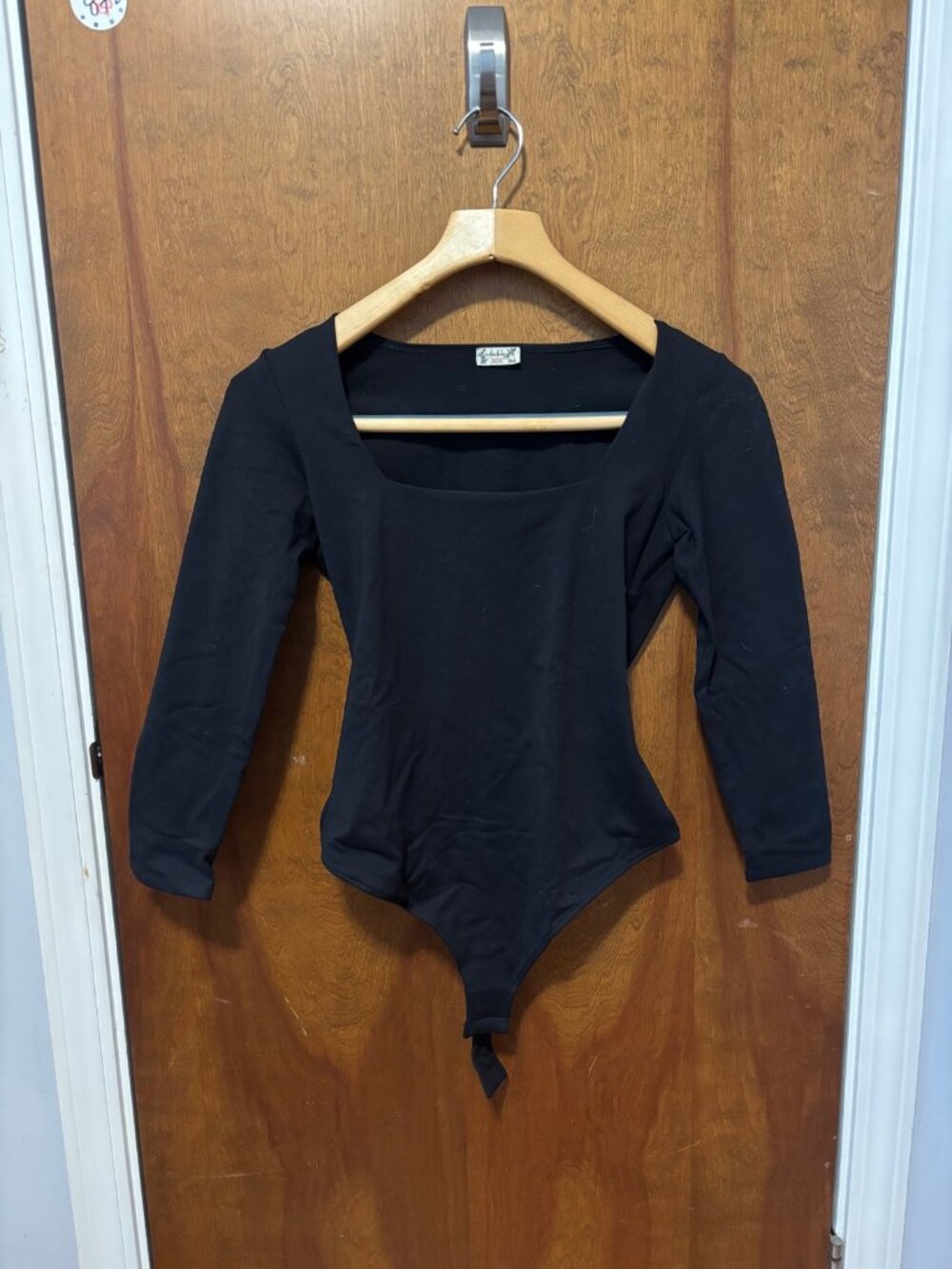 Free People Intimately Black Square Neck Long Sleeve Bodysuit S